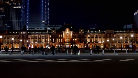 Tokyo-Station,-Tokyo,-Japan:-Landschaftsansicht-In-Der-Nachtzeit-Des-Tokio-hauptbahnhofs-Im-Stadtzentrum-Von-Tokio