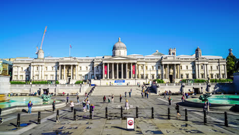 Londres,-Inglaterra,-Circa:-Timelapse-Trafalgar-Square-En-La-Ciudad-De-Londres,-Inglaterra,-Reino-Unido