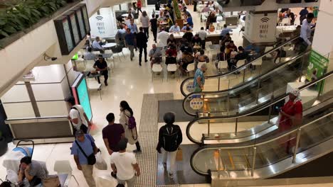 Top-view-of-a-busy-modern-food-court-during-office-unch-hour-in-a-shopping-mall