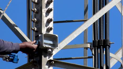 Fasten-cctv-camera-box-on-cell-tower-at-Aston-lake-Springs-South-Africa