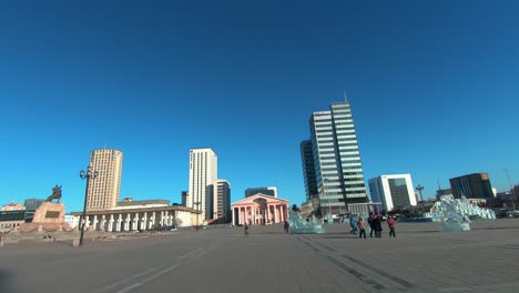 Tourists-Explore-Sukhabaatar-Square-On-A-Sunny-Day