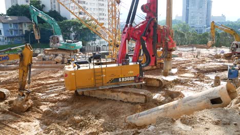 Bohrpfahl-Rig-Maschine-Auf-Der-Baustelle