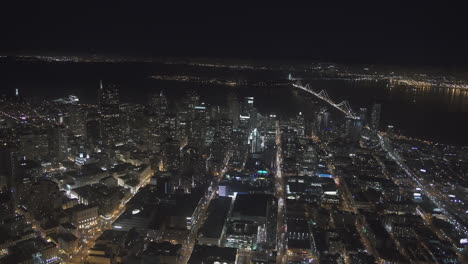 Aerial-view-of-the-city-and-tall-buildings-at-night