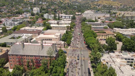 Aerial-4K-footage-of-Black-Lives-Matter-protest-in-Los-Angeles,-California,-USA