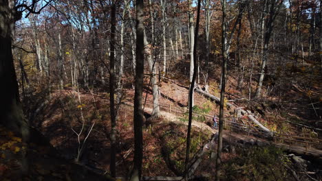 Wide-shot-of-lone-hiker-walking-through-the-Glen-Stewart-Ravine