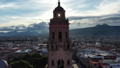 Sunlight-through-the-cathedral-of-Morelia,-Mexico