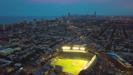 Aerial-footage-of-Wrigley-Field-in-Summer