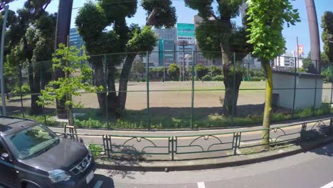 Bus-tour-with-a-go-pro-side-view-of-the-city-passing-by