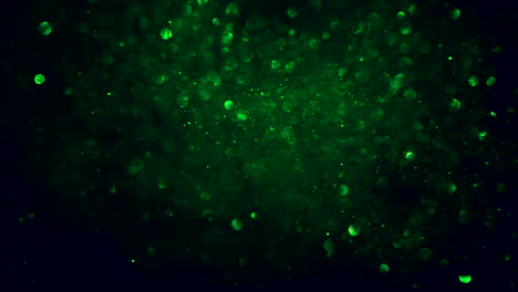 Fondo-Abstracto-De-Partículas-Brillantes-Verde-Y-Negro-Brillante-Con-Bucle-De-Luces-Bokeh-Brillante
