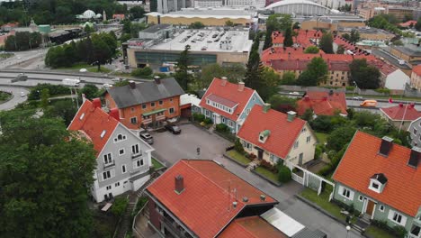 Aerial-footage-over-Lunden,-Gothenburg,-Sweden