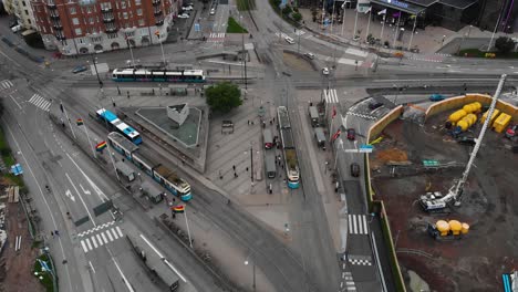 Luftaufnahme-Des-Verkehrsknotenpunkts-Korsvagen-In-Göteborg,-Schweden