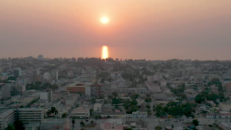 Benguela,-Angola,-Africa,-sunset-drone-footage