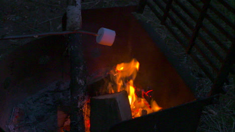 Einen-Marshmallow-über-Einem-Heißen-Lagerfeuer-Rösten