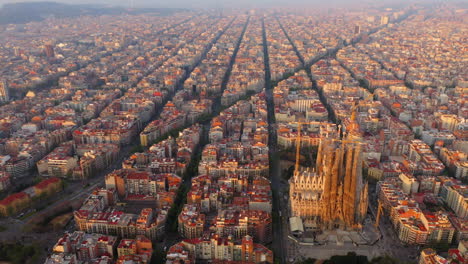 Aerial-shot-of-Sagrada-Familia-church