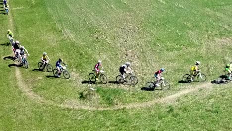 Cyclists-taking-a-turn-in-the-off-road-section-of-the-race