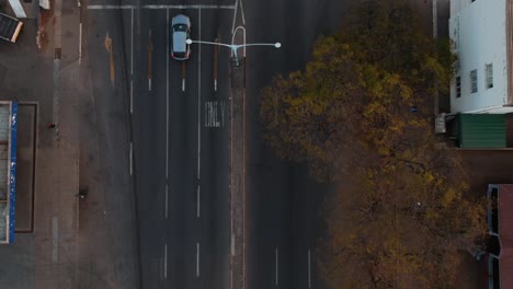 An-Overhead-Panning-Drone-Shot-of-a-City-Road-a-at-dusk
