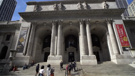 Architektonische-Fassade-Der-öffentlichen-Bibliothek-Von-New-York