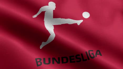 Rote-4k-Nahaufnahme-Animierte-Schleife-Einer-Wehenden-Flagge-Des-Bundesliga-Logos
