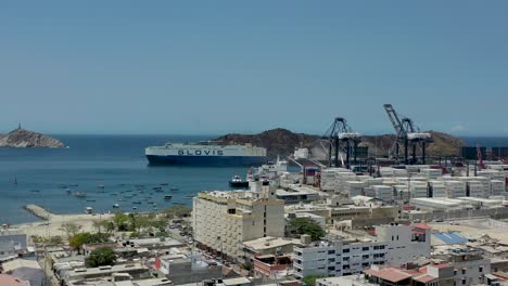 Vista-Aérea-Del-Puerto-De-Santa-Marta-En-Colombia