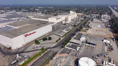 Budweiser-and-Bud-Light-plant,-large-commercial-property,-aerial-view