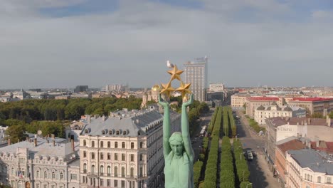 Libertad-Soberana-Monumento-Estatua-Revelar-Riga-Letonia-Antena