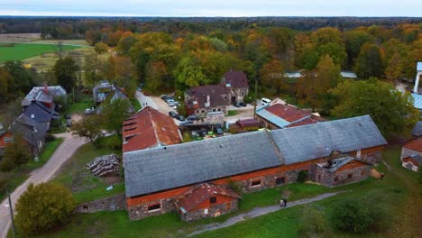 Aerial-View-of-the-Krimulda-Palace-in-Gauja-National-Park-Near-Sigulda-and-Turaida,-Latvia