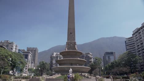 Almost-empty-and-desolated-Francia-Square,-also-called-Altamira-square,-and-its-monolith-during-the-first-days-of-the-quarantine-due-to-the-COVID-19-pandemic