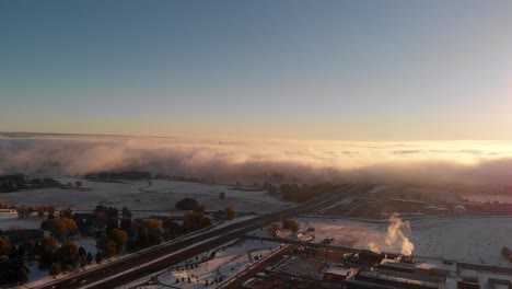 Aerial-view-of-fog-pulling-away