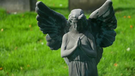 Downward-shot-of-cemetery-statue