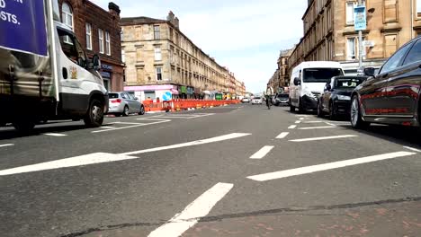 Zeitraffer-Einer-Belebten-Victoria-Road-In-Glasgow