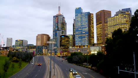 Melbourne-Cbd-Skyline-Nächtlicher-Zeitraffer