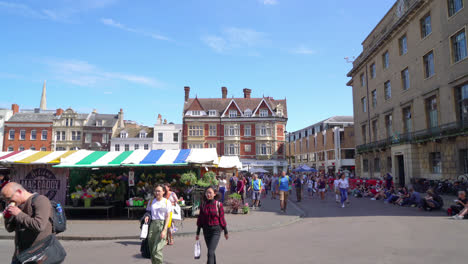 Cambridge-England,-circa-:-Market-Square-in-Cambridge,-United-Kingdom