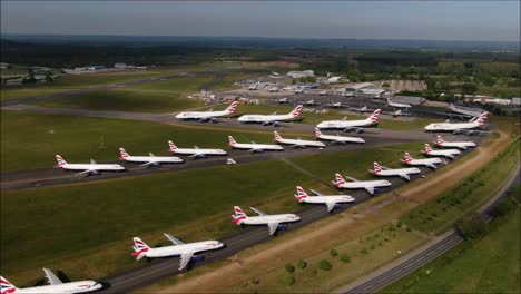 British-Airways-Aircraft-parked-up-at-Bournemouth-Airport-because-of-COVID-19-lockdown