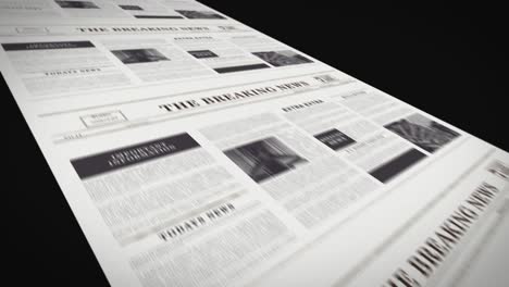 Zeitungen-Werden-Gedruckt-–-Nahtloser-Loop-Hintergrund-Auf-Schwarz