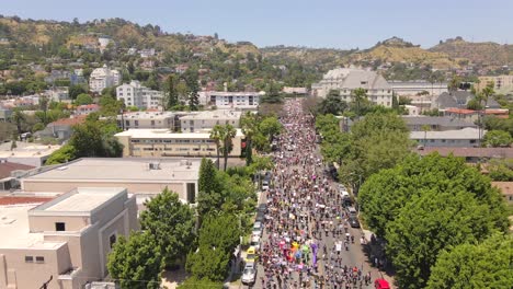 4k-luftaufnahmen-Von-Protesten-Gegen-Schwarze-Leben-In-Los-Angeles,-Kalifornien,-Usa