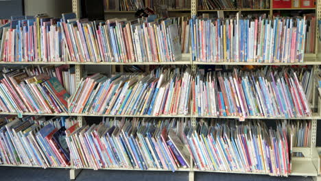 Book-Shelves-Of-An-Empty-Primary-School-Library-During-COVID-19-Lockdown