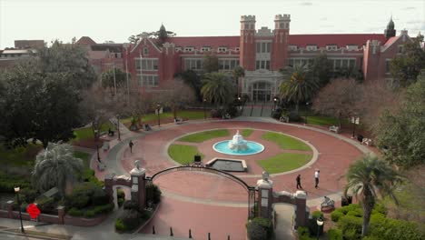 Aerial-Shot-of-the-Westcott-Building-at-FSU-in-Tallahassee,-Florida-USA