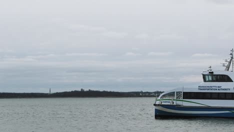 Massachusetts-Bay-ferry-sailing-from-right-to-left,-static-camera