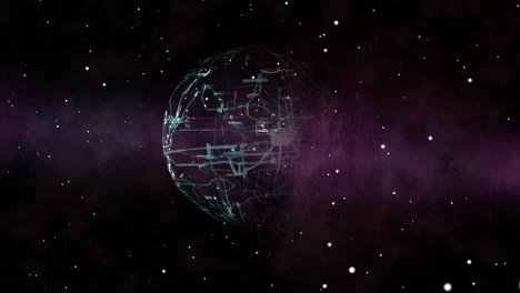 Im-Weltraum-Bildet-Sich-Ein-Cyberplanet-Aus-Digitalen-Netzwerken-–-Violetter-Nebel-Und-Sterne
