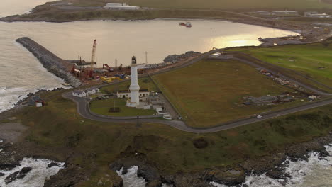 Aerial-view-of-Girdle-Ness-lighthouse,-Aberdeen,-Scotland