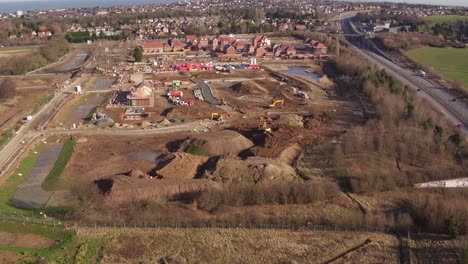 Aerial-fly-though-of-the-Redrow-homes-development,-The-Fairways,-in-Herne-Bay,-Kent