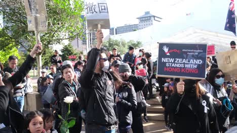 2019-16-De-Junio-Proyecto-De-Ley-Contra-La-Extradición-De-Hong-Kong-Protesta-Por-El-Apoyo-De-La-Gente-De-Hong-Kong-Que-Vive-En-Auckland,-Nueva-Zelanda-En-Aotea-Square