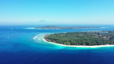 aerial-panorama,-the-Gili-Islands-Off-The-Coast-Of-Lombok,-Indonesia
