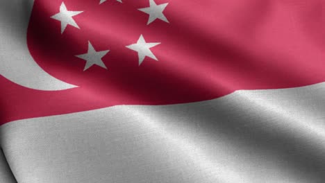 Primer-Plano-Ondeando-Lazo-4k-Bandera-Nacional-De-Singapur