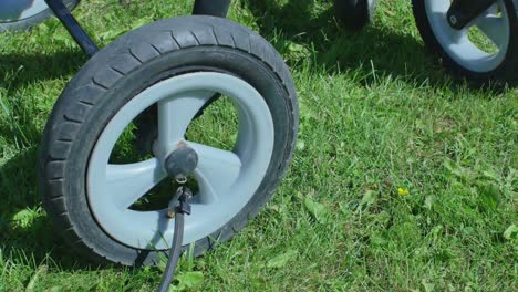 Close-up-View-of-Inflatable-Stroller-Wheel-Tires