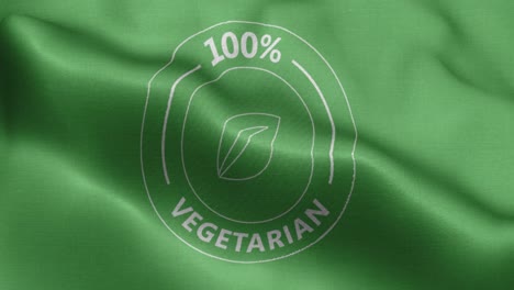 Ilustración-De-Bandera-Ondeante-3d-4k-Del-Símbolo-Vegetariano-En-Verde