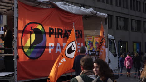Piraten-Partei-truck-driving-through-Article-13-demonstration-in-Berlin-Germany