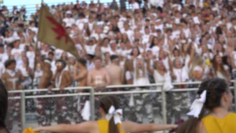 Multitud-Vitoreando-Celebra-Un-Touchdown-En-Un-Partido-De-Fútbol-Americano-De-La-Escuela-Secundaria