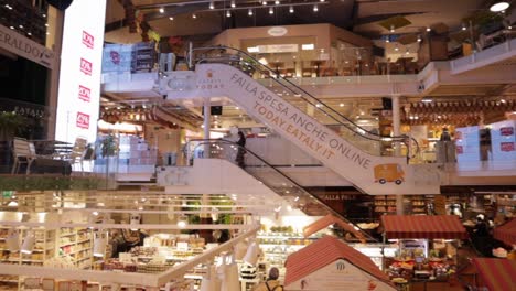 Eataly-food-mall-panning-wide-shot-indoors-in-Milan-Italy