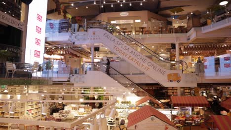 Eataly-Food-Mall-Mit-Weitwinkelaufnahme-Im-Innenbereich-In-Mailand,-Italien